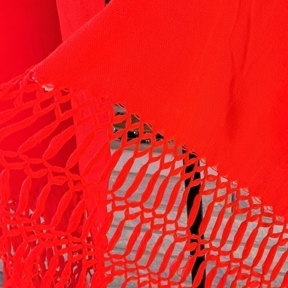 Red Acrylic Long Scarf with Fringe 75 inches by 23 inches Christmas - Picture 5 of 10